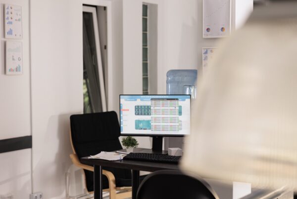 computer met interne communicatie van het bedrijf